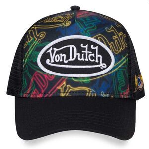 NWT New! VON DUTCH NEON LOGO BLACK TRUCKER HAT. OS. Streetwear Y2K Unisex